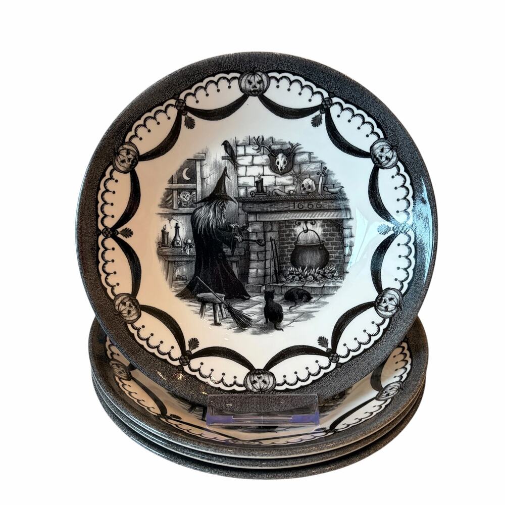 Royal Stafford HALLOWEEN HOME Cereal Bowls 7.75in Set of 4 Ceramic Spooky New